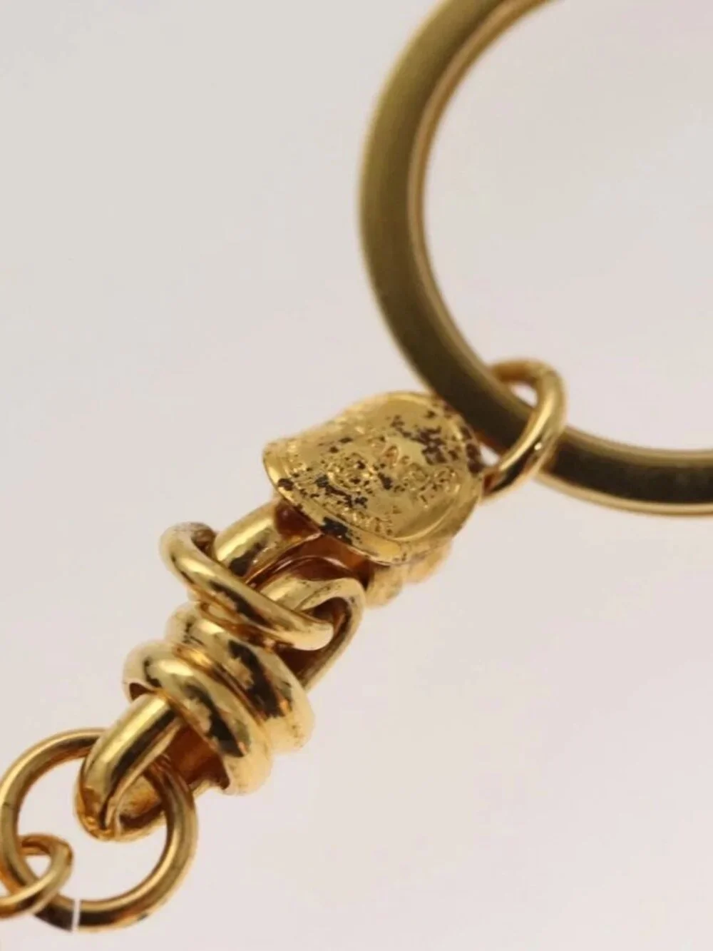 CHANEL COCO Mark Key Ring metal Gold CC Auth ar13427